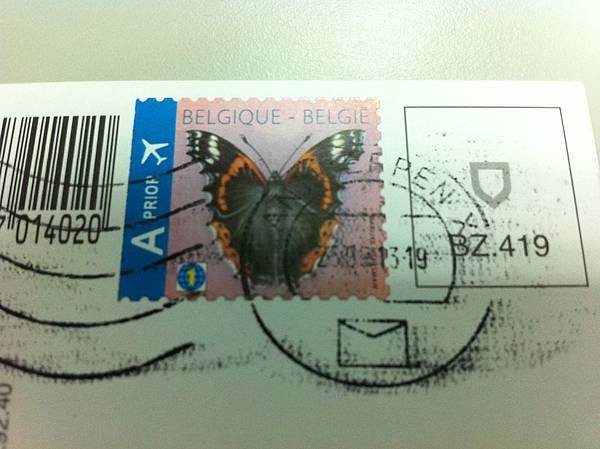 Balgium stamp and postmark