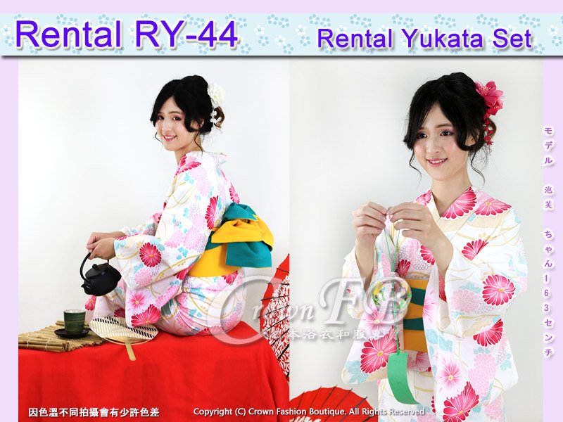 【CrownFB浴衣出租專區】[Rental 浴衣RY-44] 米黃底花卉浴衣出租款 3.jpg