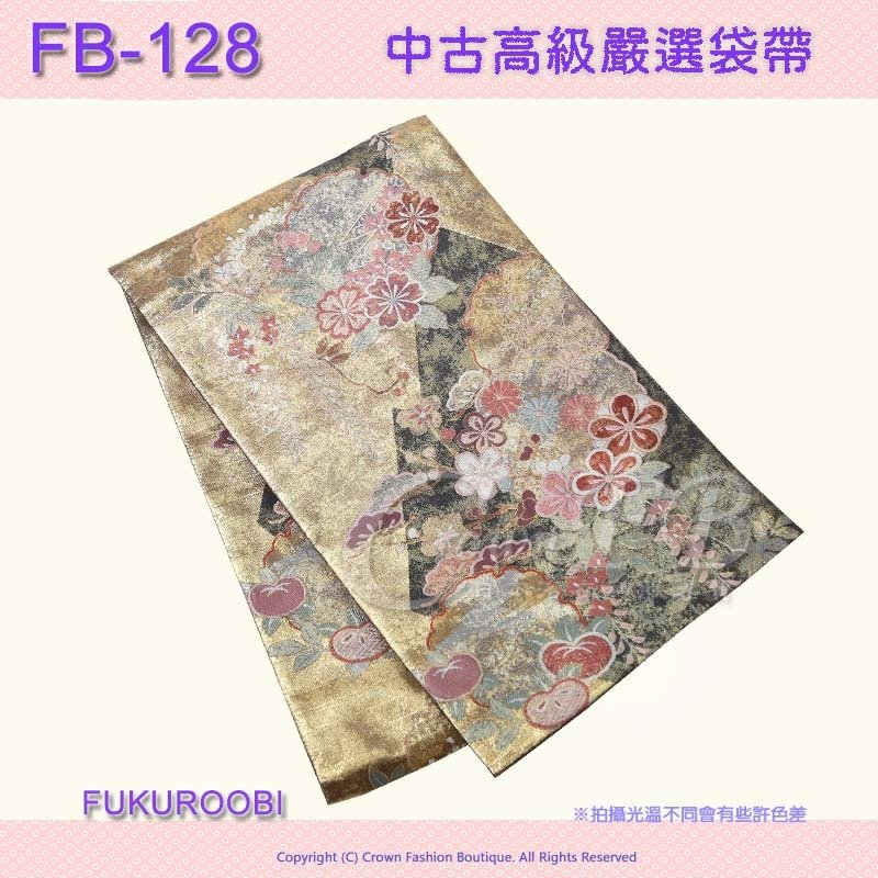 FB-128中古袋帶-金黑色底百花㊣日本製1.jpg