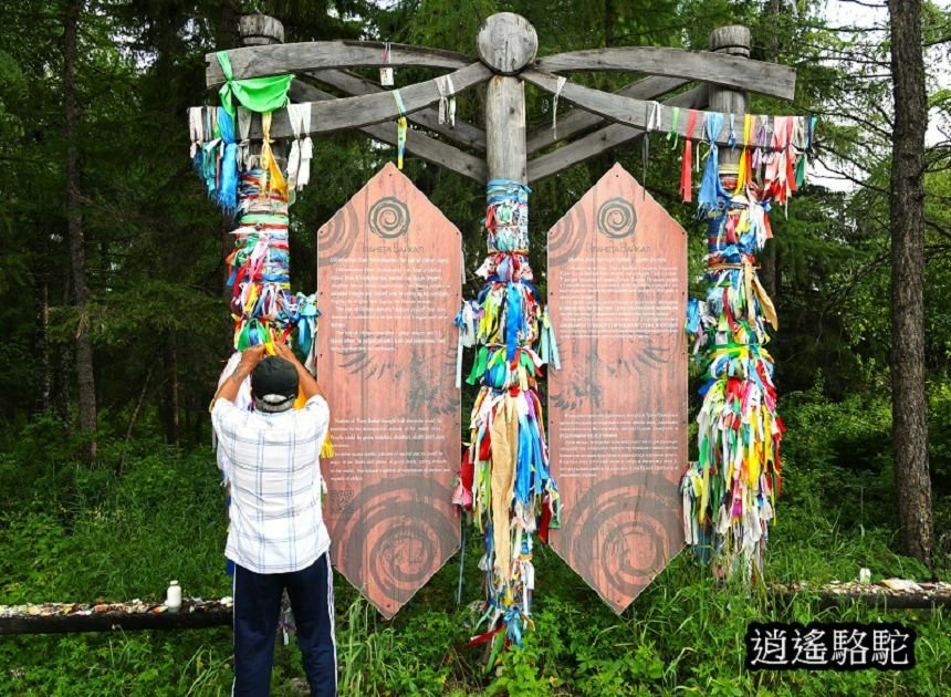 公路旁薩滿教的祭拜點-俄羅斯駱駝