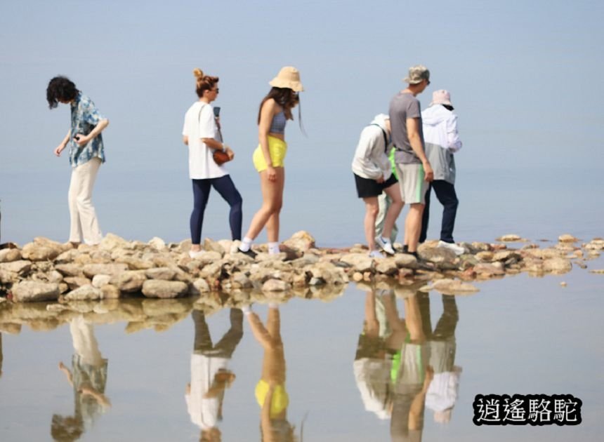 站在三色水延伸砂石的倒影-俄羅斯駱駝