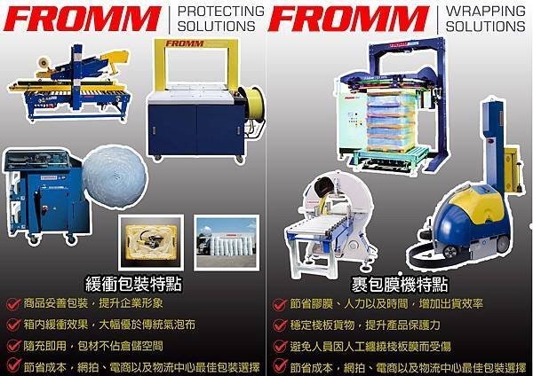 瑞士Fromm富朗包裝 緩衝氣墊機 裹膜機 PP帶打包機 封箱機 水平式裹膜機 打包機 包裝流水線 TPCA 台灣電路板展.jpg