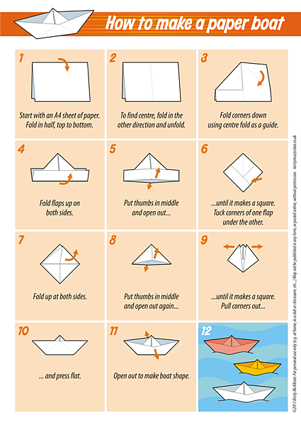 4 Paper boat instructions