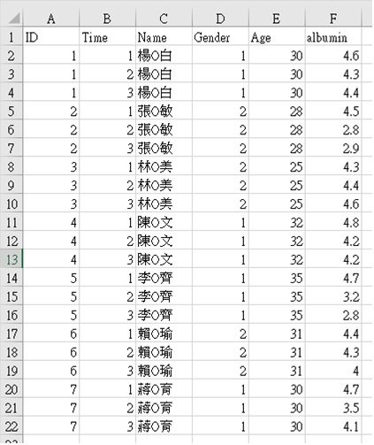 縱貫型資料用Excel填補空白欄位