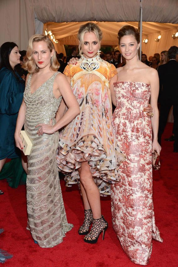 Charlotte Dellal, Elisabeth von Thurn und Taxis, and Beatrice Borromeo in Valentino