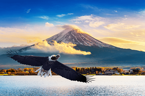 鷹が富士山で茄子を食べている-1.png