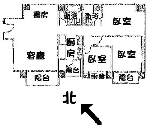 領世館外棟朝南大3+1房三樓格局圖