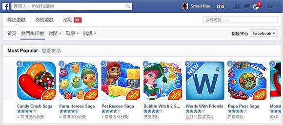 臉書, Facebook, 顯示遊戲訊息