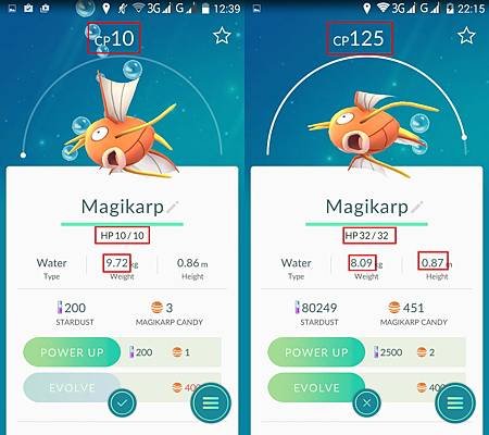 App, 精靈寶可夢GO, 寶可夢資料介面