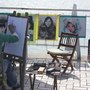 街頭畫家在淡水漁人碼頭
