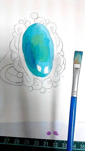廣告顏料 綠松石 鑽戒2