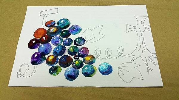 廣告顏料 水彩 壓克力顏料 繪畫  連結葡萄2