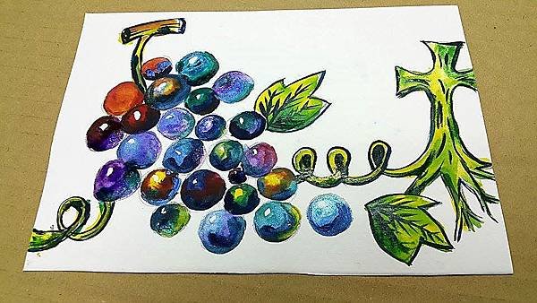 廣告顏料 水彩 壓克力顏料 繪畫  連結葡萄4