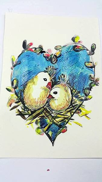 廣告顏料 水彩 壓克力顏料 繪畫 同林鳥5