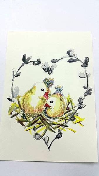 廣告顏料 水彩 壓克力顏料 繪畫 同林鳥4