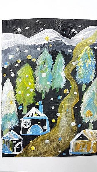 廣告顏料 水彩 壓克力顏料 繪畫 雪景4
