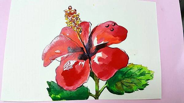 廣告顏料 水彩 壓克力顏料 繪畫 扶桑花5