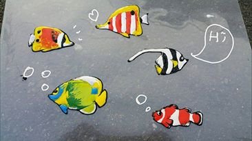 窗貼 玻璃彩繪貼 彩繪隨意貼 熱帶魚(二)5-2