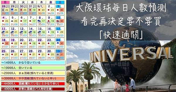 大阪USJ全球影城人數猜測預估2016當天人數猜測