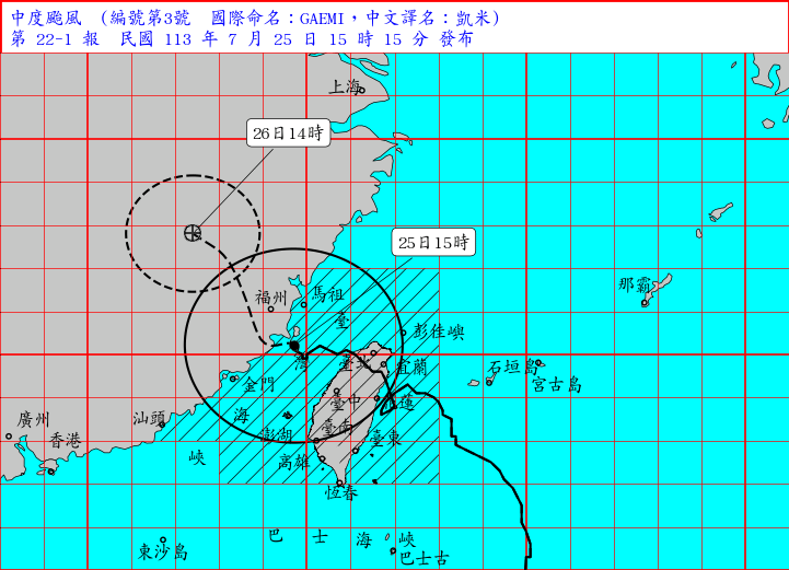 凱米颱風蒞臨臺灣地區兩日有感!