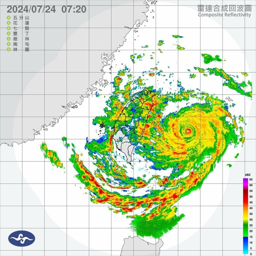 凱米颱風蒞臨臺灣地區兩日有感!