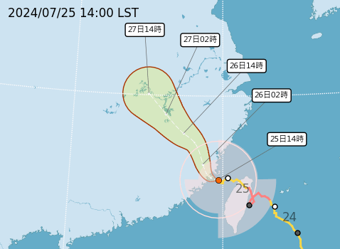 凱米颱風蒞臨臺灣地區兩日有感!