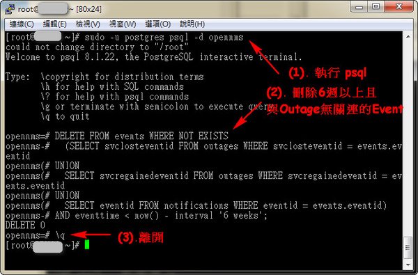 Delete records from postgresql