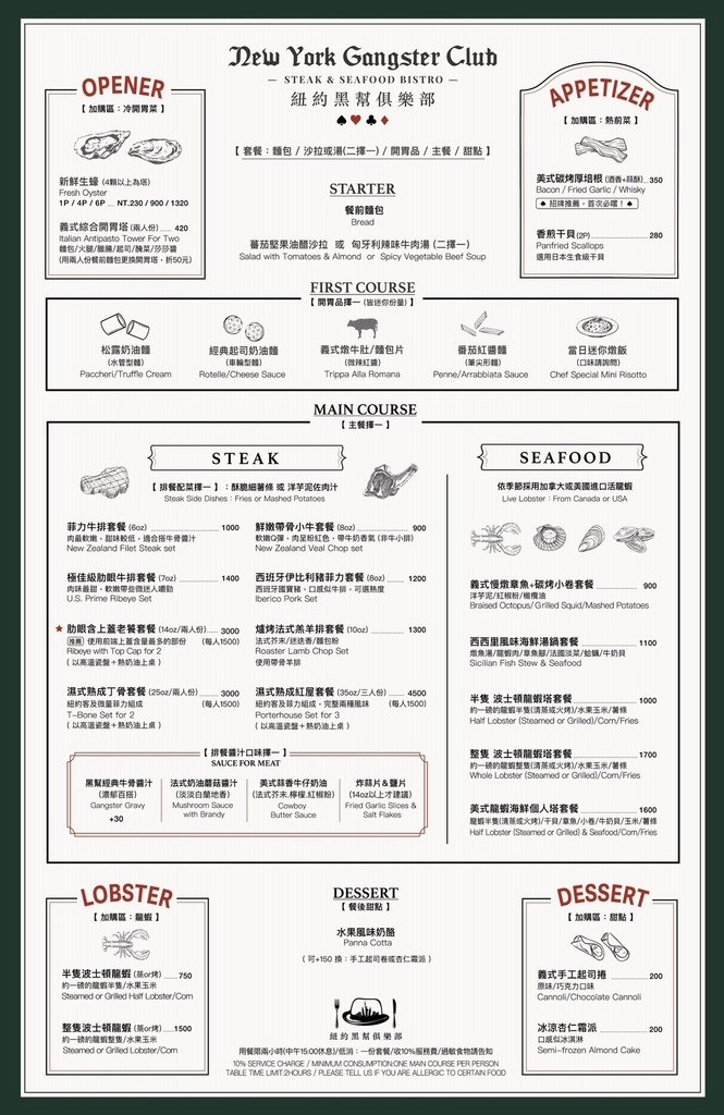 [松山區美食] 紐約黑幫俱樂部 台北龍蝦牛排餐廳 約會慶生餐