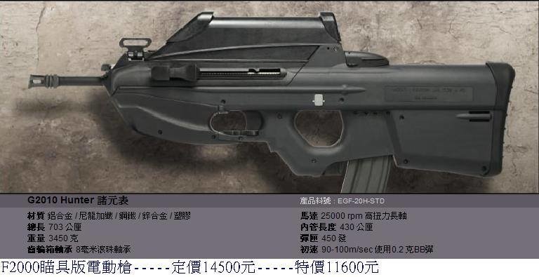 G&amp;G F2000瞄具版電動槍