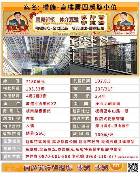 新板特區~橋峰~權世界~畫世紀~三輝君匯~專案經理林仲春/李苑姍