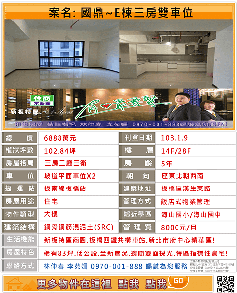 新板特區房市新聞~陸資炒房？ 顏炳立：只鎖定北市~專售新板特區~橋峰~橋峰A+~謙岳~新板特區專案經理林仲春~