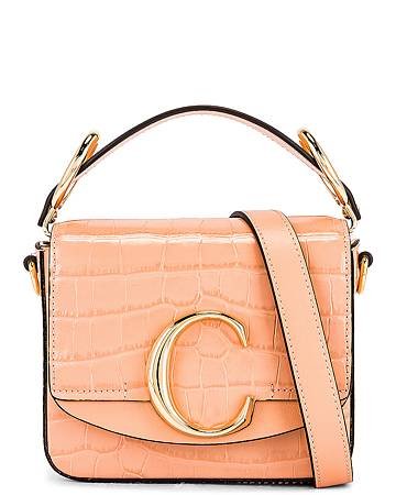 Chloe mini C Embossed Croc Box Bag