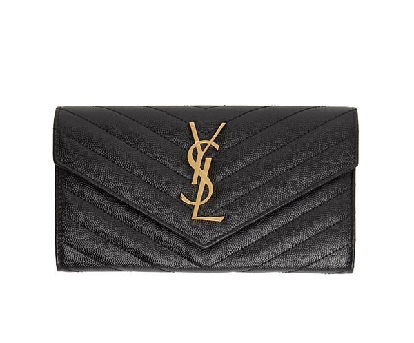 Saint-LAURENT-MONOGRAM-GRAIN-WALLET-長夾