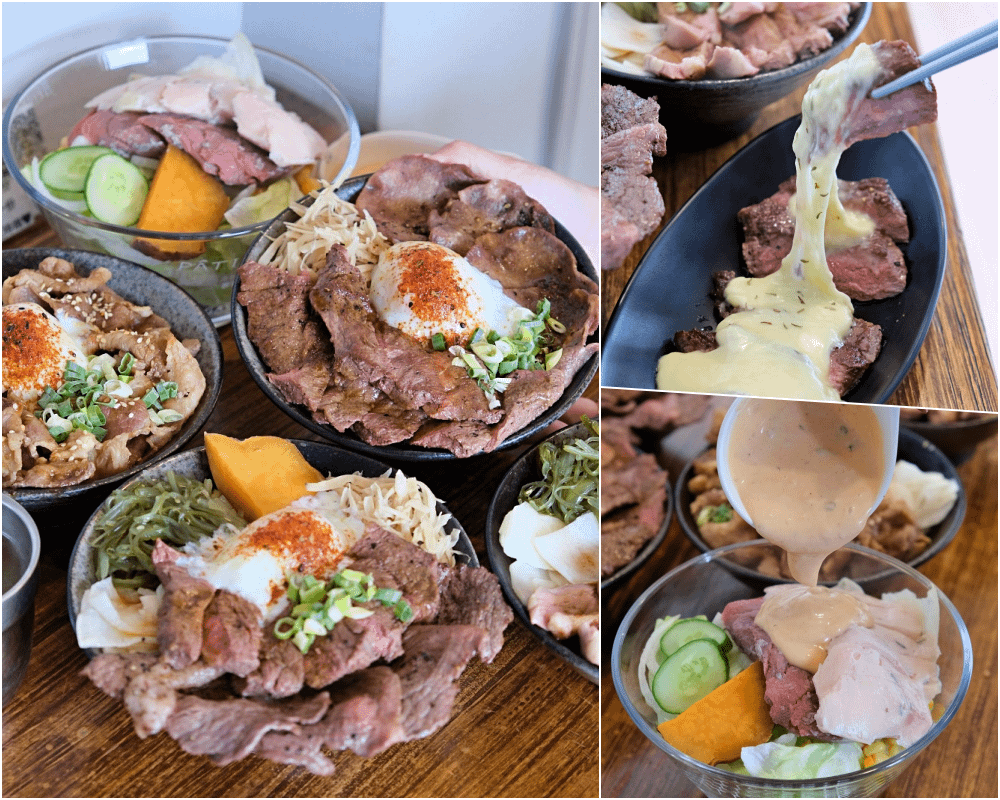 台南中西區美食【肉女子燒肉丼】河樂廣場旁百元燒肉丼，牛排丼、