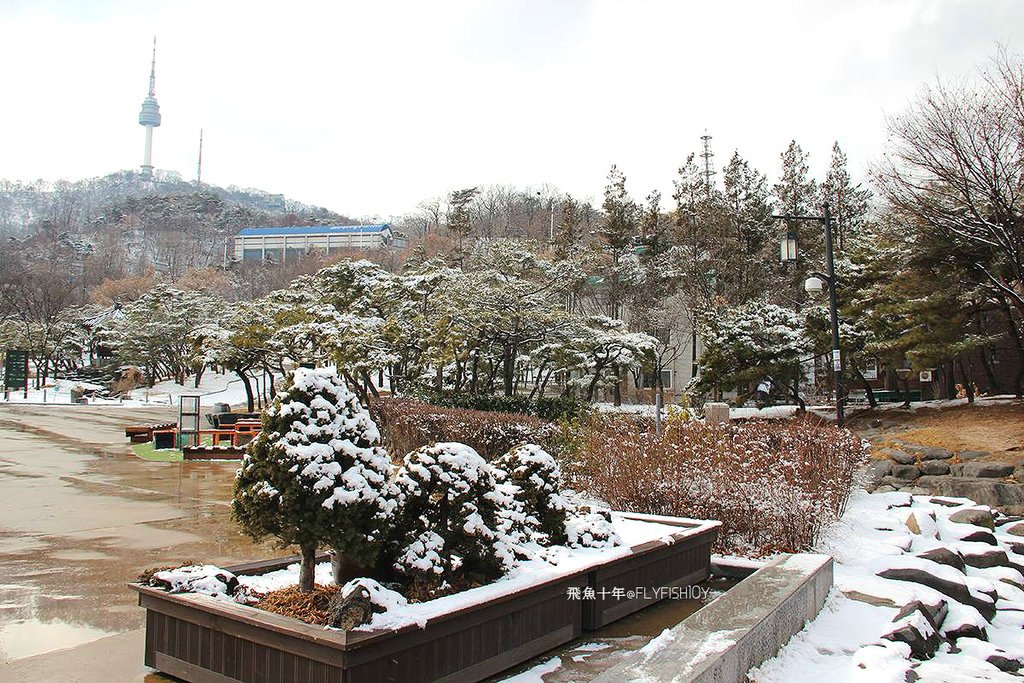 韓國首爾。下大雪的東廟、南山谷韓屋村(남산골한옥마을)、 土