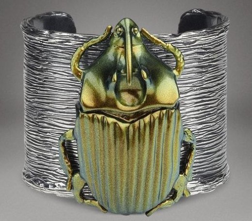 Pyrite Scarabee Oxidized Silver Bug Cuff.jpg