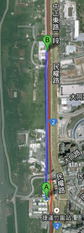 捷運竹圍站 至 251新北市淡水區中正東路二段88巷39號 - Google 地圖