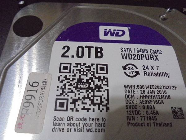 【確認帶回】WD威騰2TB～Purple紫標3.5吋裸碟本次