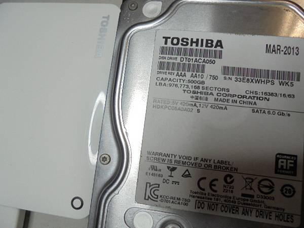 【存外接碟】TOSHIBA東芝500GB→3.5吋7200轉