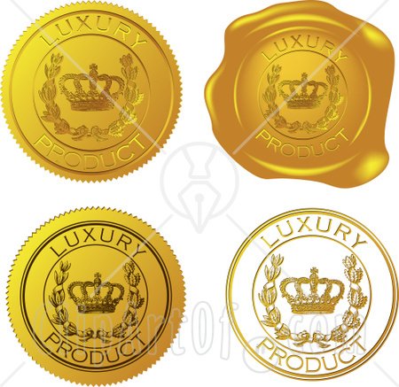 37547-Clipart-Illustration-Of-Four-Gold-Luxury-Product-Sticker-And-Wax-Seals.jpg