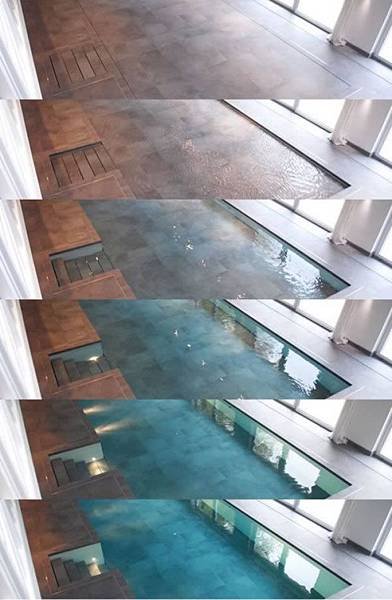 Hydrofloors的公司提供了一個非常獨特的方案，讓你可以把水池變形成大理石或水泥地板，也可以將它變回水池。