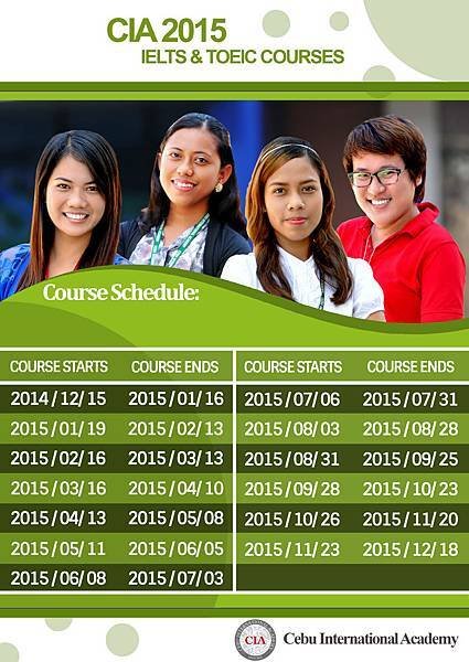 CIA TOEIC and IELTS schedules