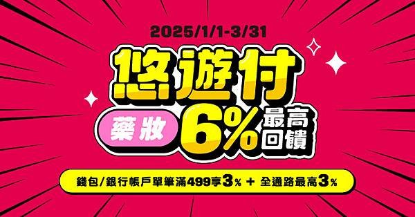 【好康分享】悠遊付 | 悠遊付指定藥妝，滿額享最高6%回饋