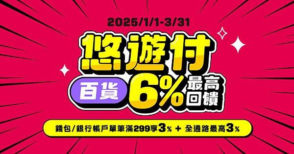 【好康分享】悠遊付 | 指定百貨 錢包/銀行帳戶單筆滿299