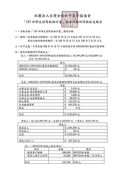 「107好學生弱勢扶助計畫」勸募活動所得與收支報告.jpg