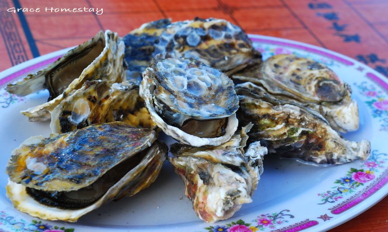 宜蘭美食~七賢石頭厝路澎湖烤牡蠣