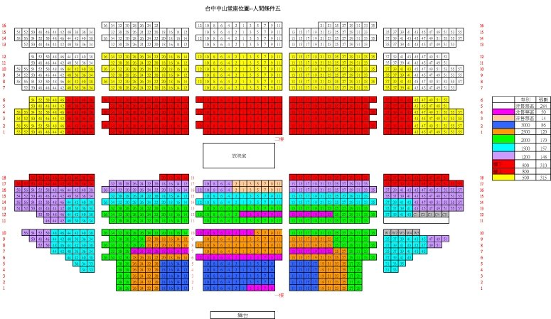 人間條件五--台中中山堂座位圖-觀眾