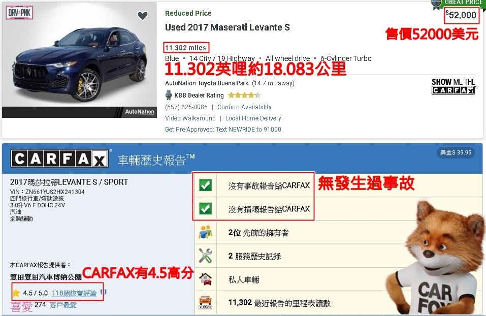 2017 Maserati Levante S新車價大概600萬左右，目前外匯車價為300萬台幣左右，價差高達300萬左右!!!!