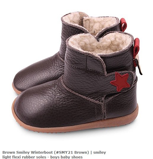 Brown Smiley Winterboot_紅星星咖啡色微笑鞋