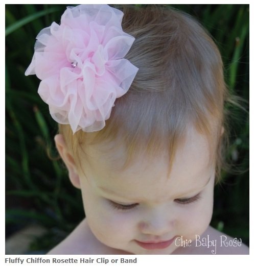 Fluffy Chiffon Rosette Hair Clip or Band